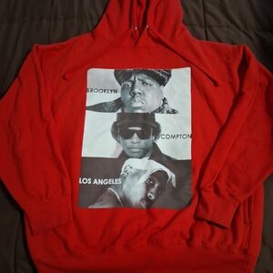 Classic Hip Hop Mens Red Hoodie Flying Horse (Biggie Pac Eazy) Size XL